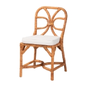 bali & pari Alondra Natural Rattan Dining Chair - Handwoven Wicker Side Chair with Removable Cushion, Coastal Boho Kitchen or Dining Room Seating Baxton Studio restaurant furniture, hotel furniture, commercial furniture, wholesale dining room furniture, wholesale dining chairs, classic dining chairs